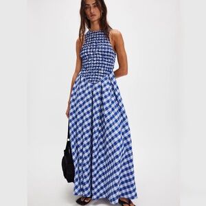 Free People Untitled In Motion Annah Dress XS checkered gingham